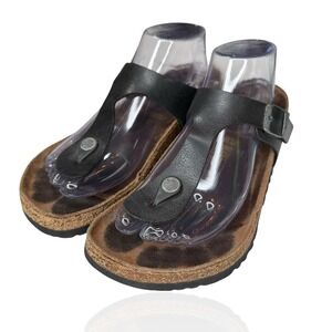 BIRKENSTOCK Gizeh Birko-Flor Sandals in Black  EU 39 Women's US 8 Vegan Leather
